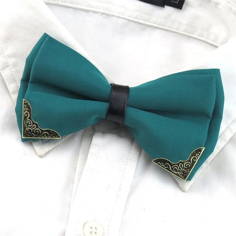 Metal Head Solid Bowtie Black White Classic Bow Ties For Men Wedding Shirt Dress Accessories Christmas Gifts gravata cravate