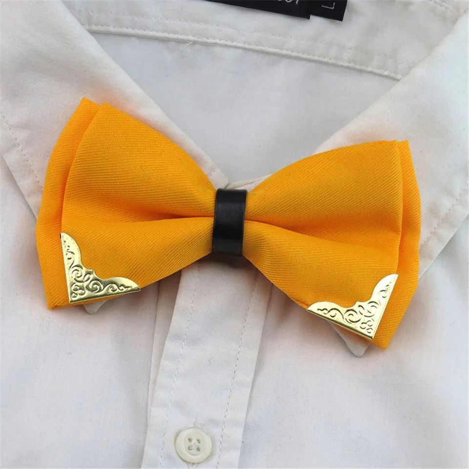 Metal Head Solid Bowtie Black White Classic Bow Ties For Men Wedding Shirt Dress Accessories Christmas Gifts gravata cravate