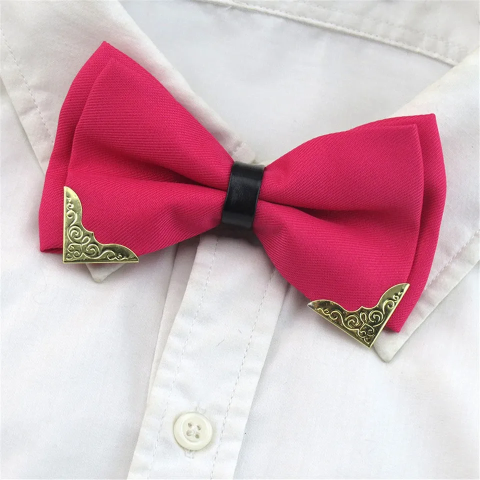 Metal Head Solid Bowtie Black White Classic Bow Ties For Men Wedding Shirt Dress Accessories Christmas Gifts gravata cravate