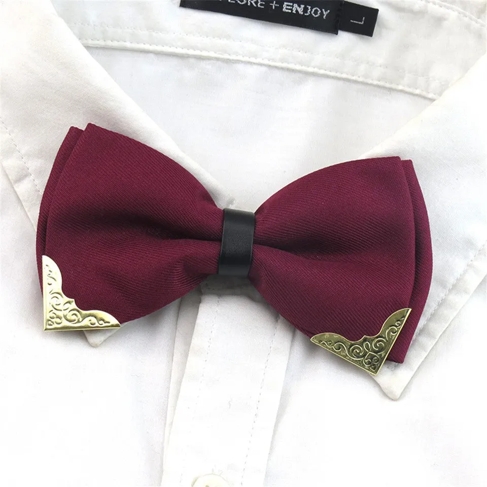 Metal Head Solid Bowtie Black White Classic Bow Ties For Men Wedding Shirt Dress Accessories Christmas Gifts gravata cravate