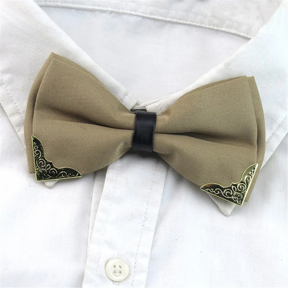 Metal Head Solid Bowtie Black White Classic Bow Ties For Men Wedding Shirt Dress Accessories Christmas Gifts gravata cravate
