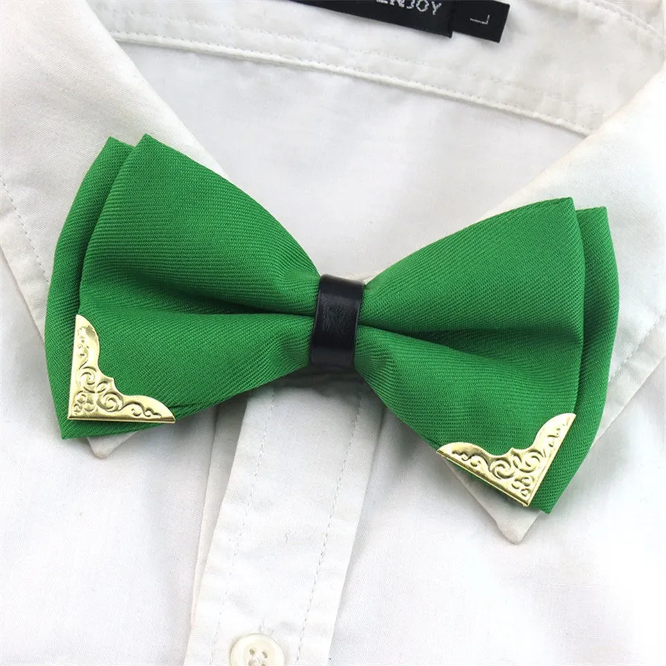 Metal Head Solid Bowtie Black White Classic Bow Ties For Men Wedding Shirt Dress Accessories Christmas Gifts gravata cravate