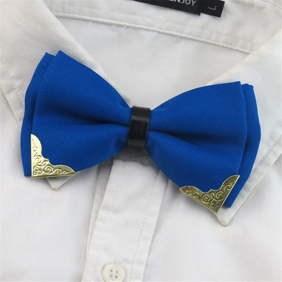 Metal Head Solid Bowtie Black White Classic Bow Ties For Men Wedding Shirt Dress Accessories Christmas Gifts gravata cravate
