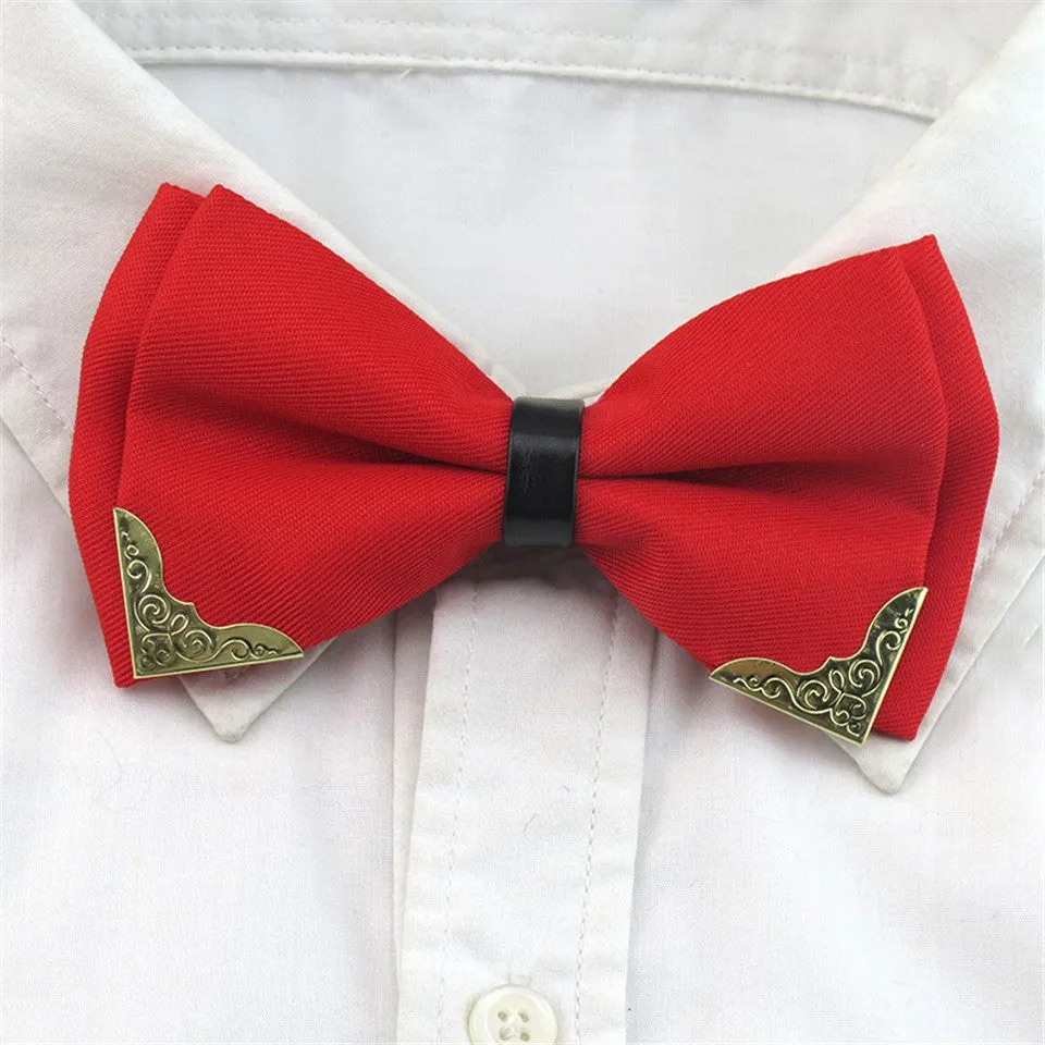 Metal Head Solid Bowtie Black White Classic Bow Ties For Men Wedding Shirt Dress Accessories Christmas Gifts gravata cravate