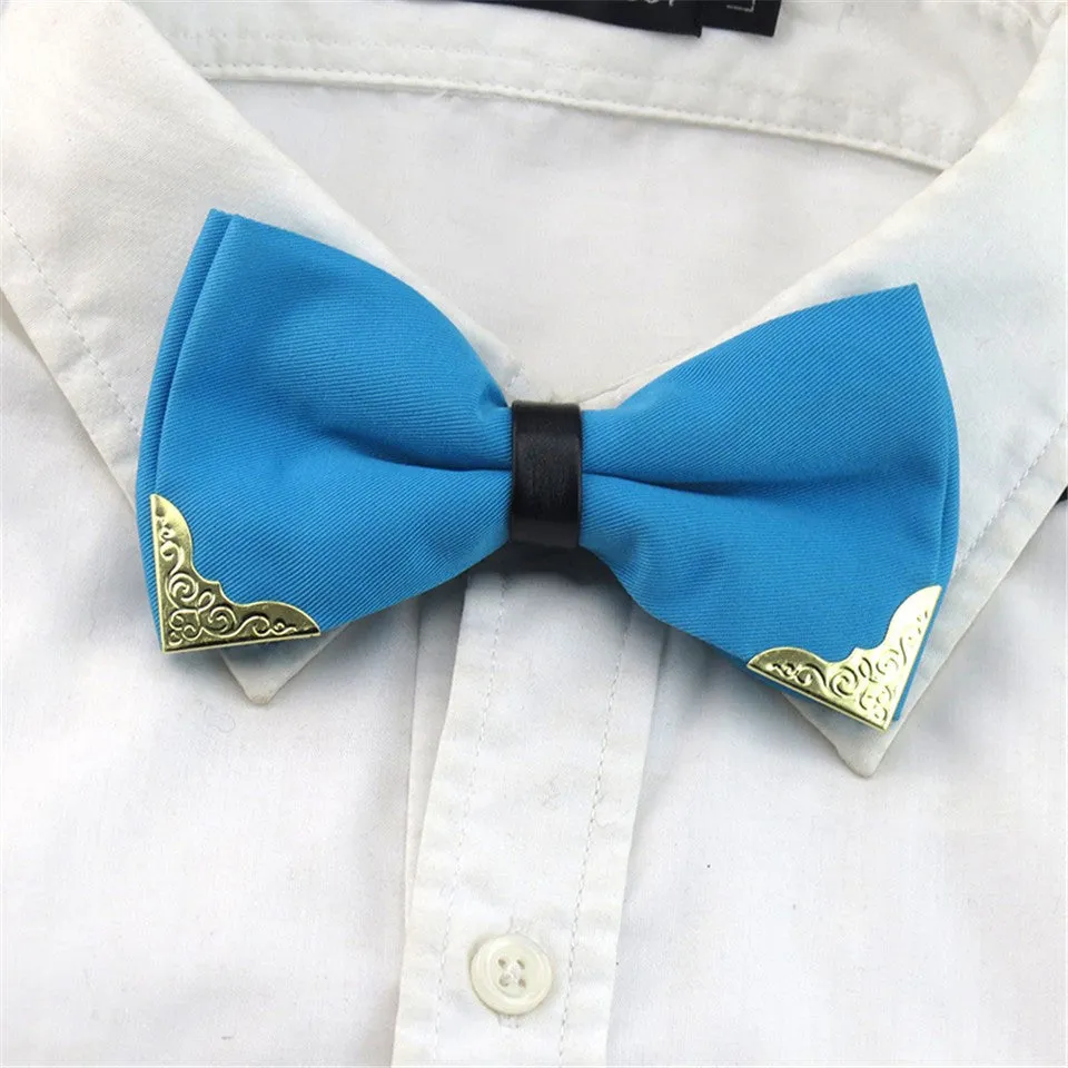 Metal Head Solid Bowtie Black White Classic Bow Ties For Men Wedding Shirt Dress Accessories Christmas Gifts gravata cravate