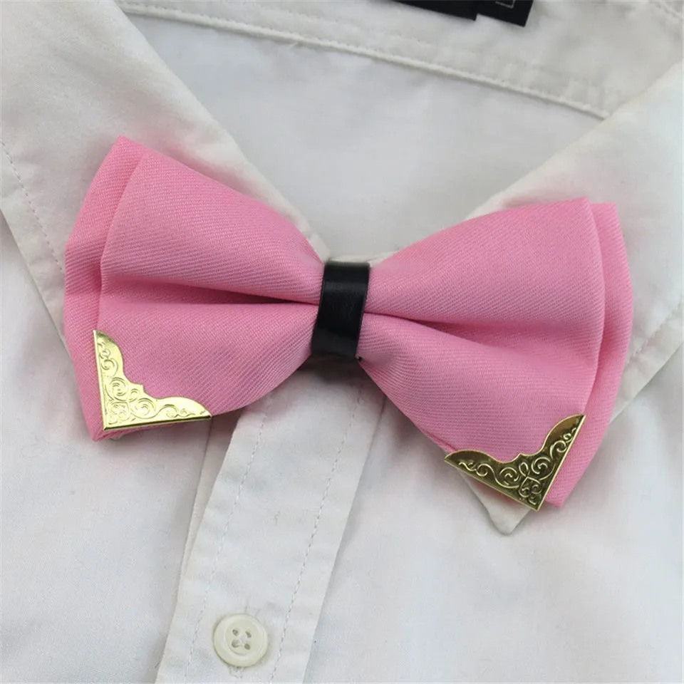 Metal Head Solid Bowtie Black White Classic Bow Ties For Men Wedding Shirt Dress Accessories Christmas Gifts gravata cravate