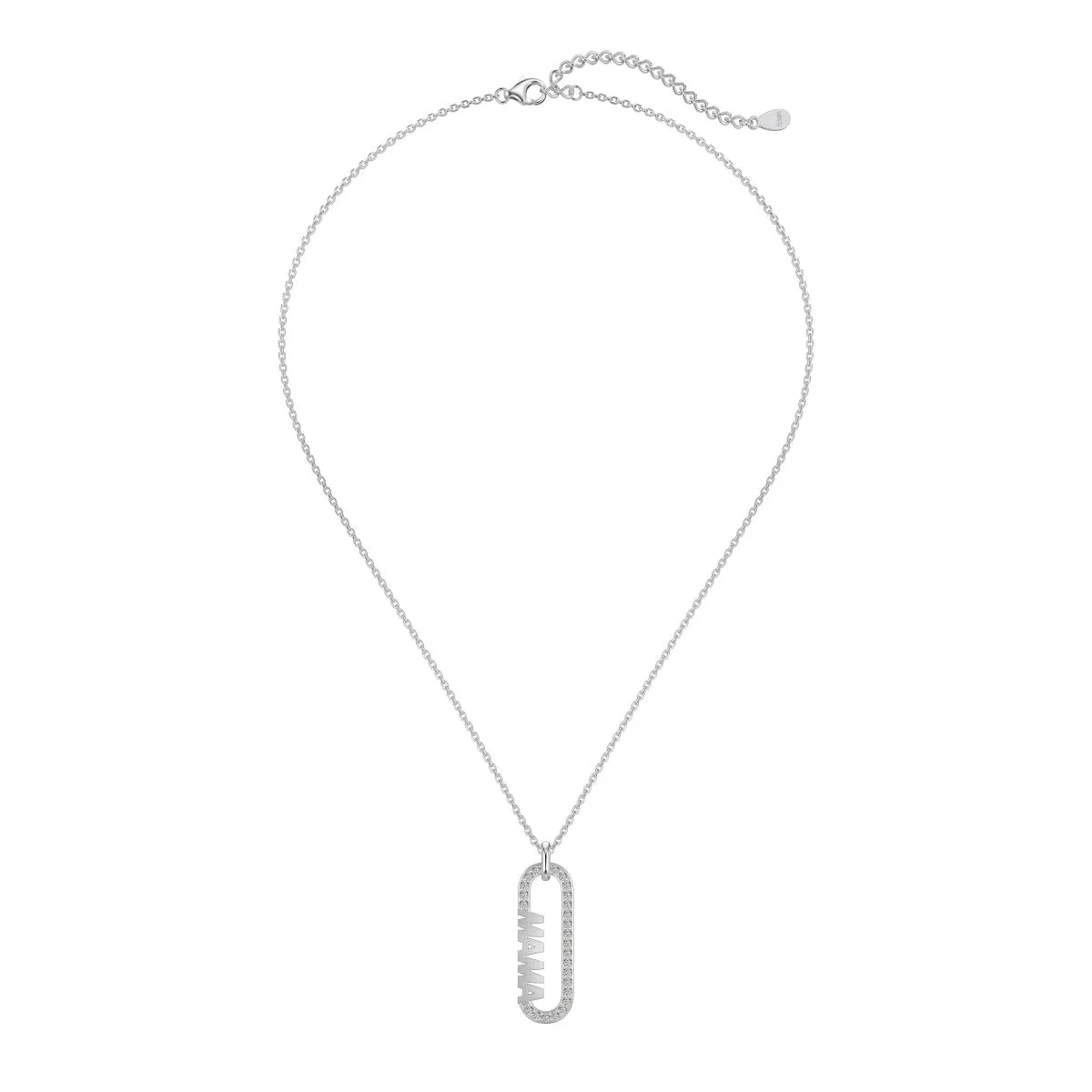 Mom Pavé Paperclip Pendant Necklace