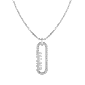 Mom Pavé Paperclip Pendant Necklace