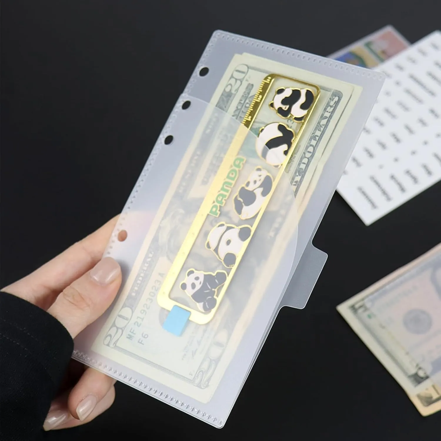 NatSumeBasics 12 A6 Cash Envelopes Frosted 0.3mm PP A6 Binder Pocket Dividers with Label Sticker for 6 Ring Budgeting Planner Inserts Supplies Accessories (12 Frosted)