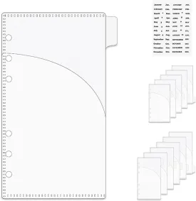 NatSumeBasics 12 A6 Cash Envelopes Frosted 0.3mm PP A6 Binder Pocket Dividers with Label Sticker for 6 Ring Budgeting Planner Inserts Supplies Accessories (12 Frosted)