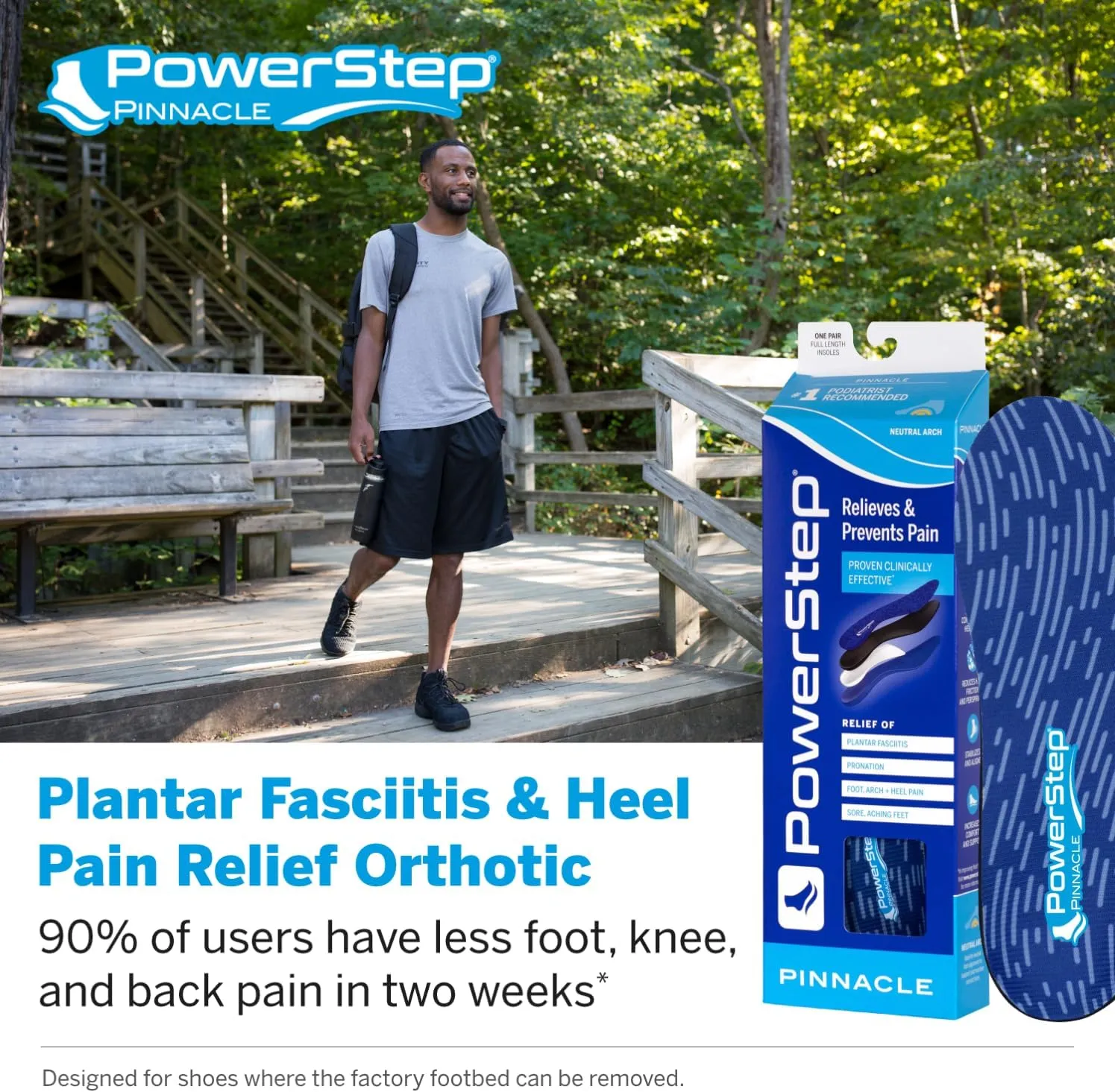 PowerStep Pinnacle Insoles - Orthotics for Plantar Fasciitis Relief  Made in USA Orthotic Insoles for Arch Support with Moderate Pronation - #1 Podiatrist Recommended (M 10-10.5 W 12)