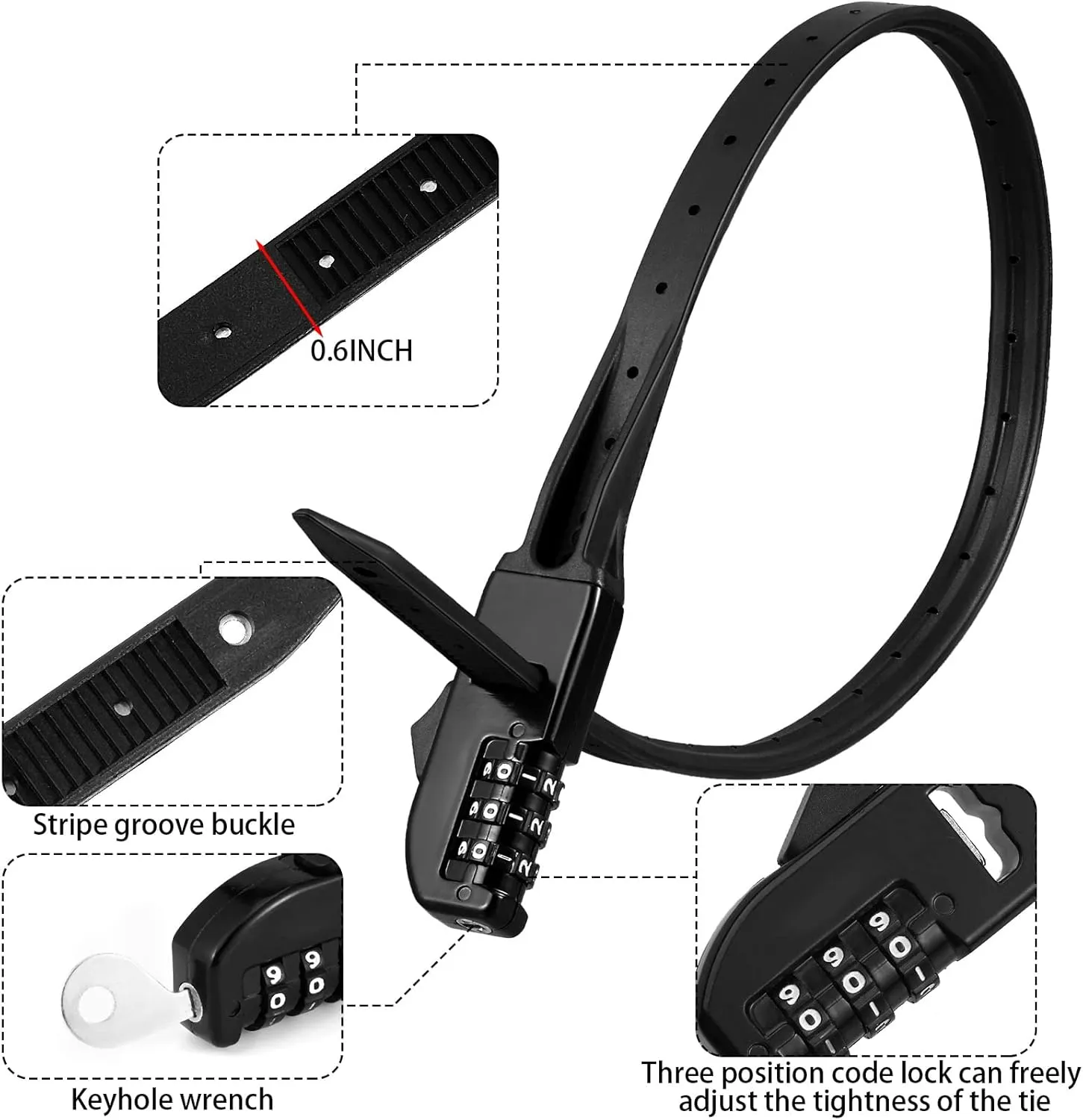 Qunclay Zip Tie Bike Combination Cabinet Refrigerator Locks Bicycle Cable Combo Multi Purpose Security Rack Motorcycle Helmet Lock for Ski French Door Outdoor
