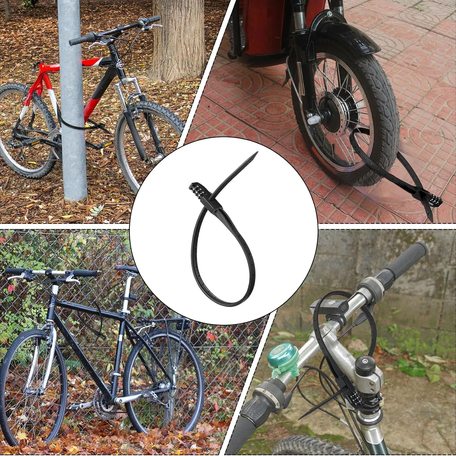Qunclay Zip Tie Bike Combination Cabinet Refrigerator Locks Bicycle Cable Combo Multi Purpose Security Rack Motorcycle Helmet Lock for Ski French Door Outdoor