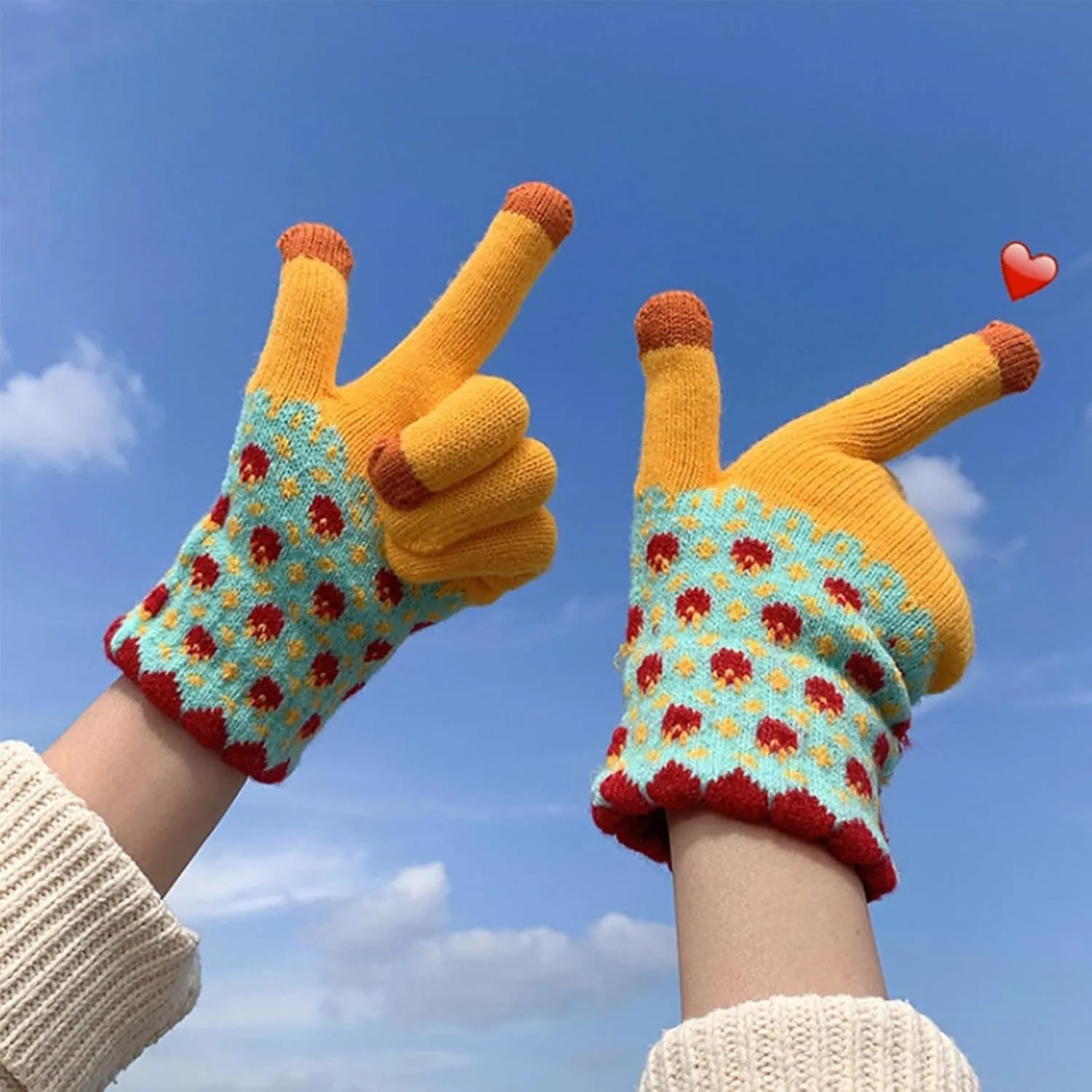 Ralcosuss Winter Touch Screen Gloves for Women Cable Knit Wool Fleece Lined Texting Mittens Gold Weather Warm Sport Glove
