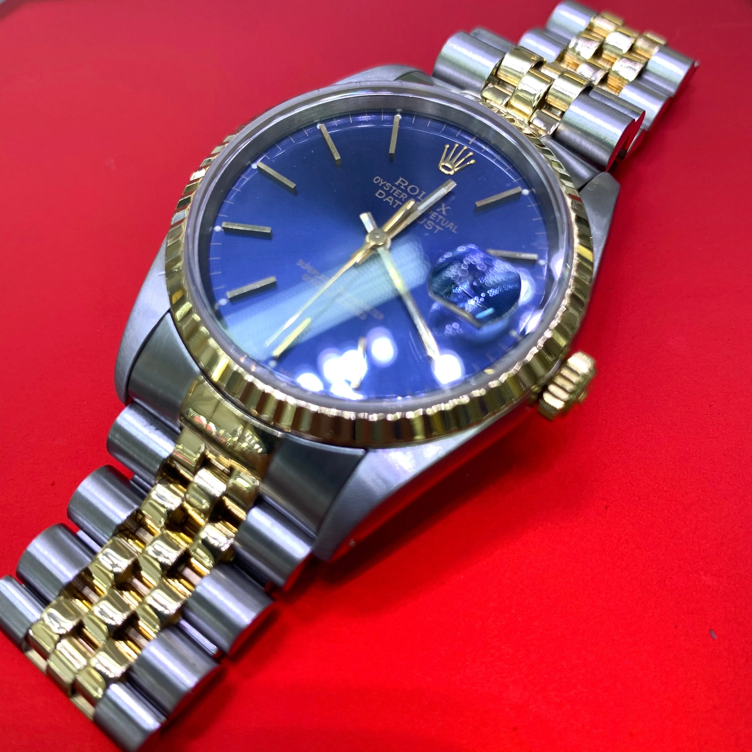 Rolex Datejust Watch with Two-tone Jubilee Bracelet (36 mm, quick set, royal blue dial)