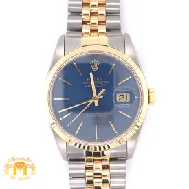 Rolex Datejust Watch with Two-tone Jubilee Bracelet (36 mm, quick set, royal blue dial)