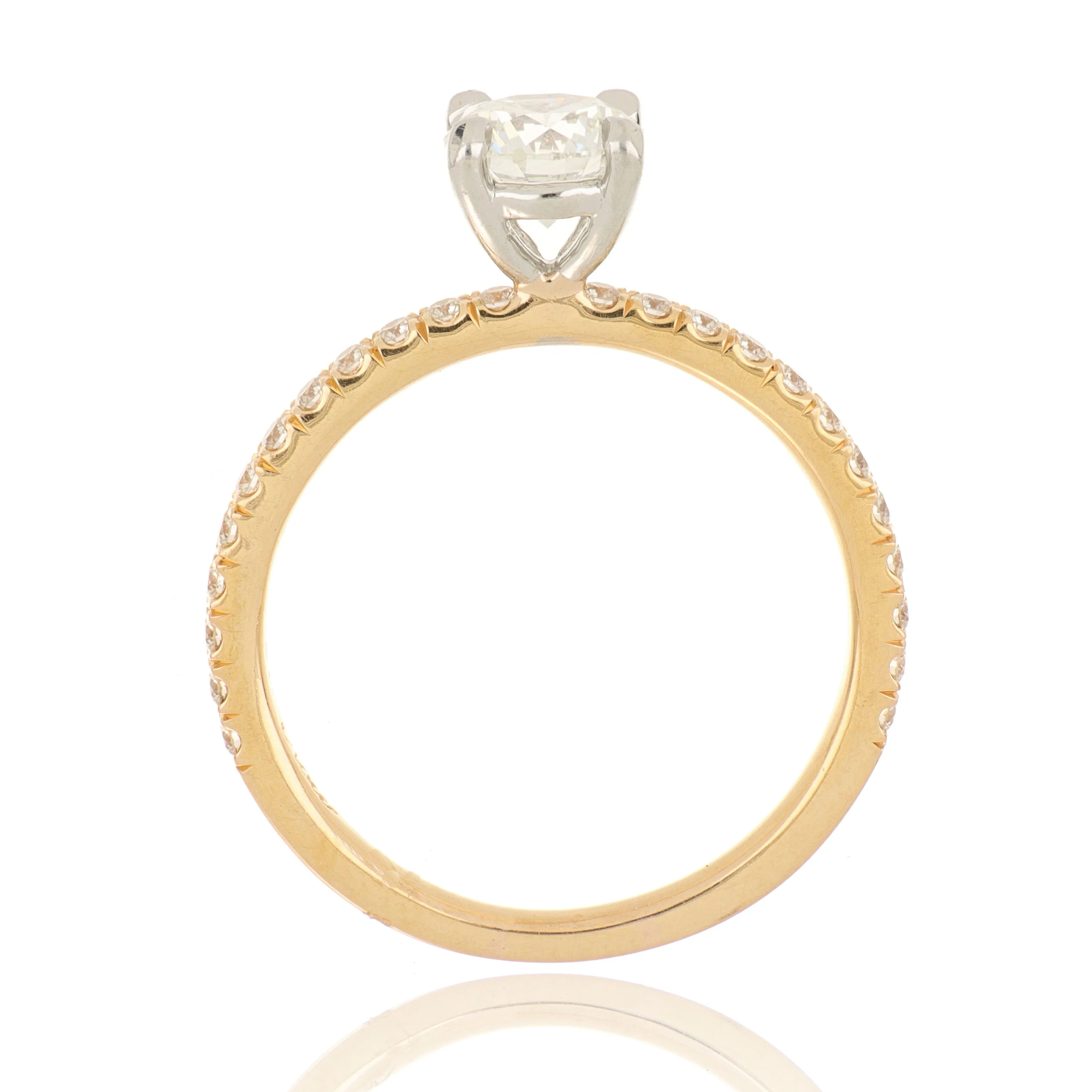 Rose and Platinum Simple Solitaire with Diamond Shank