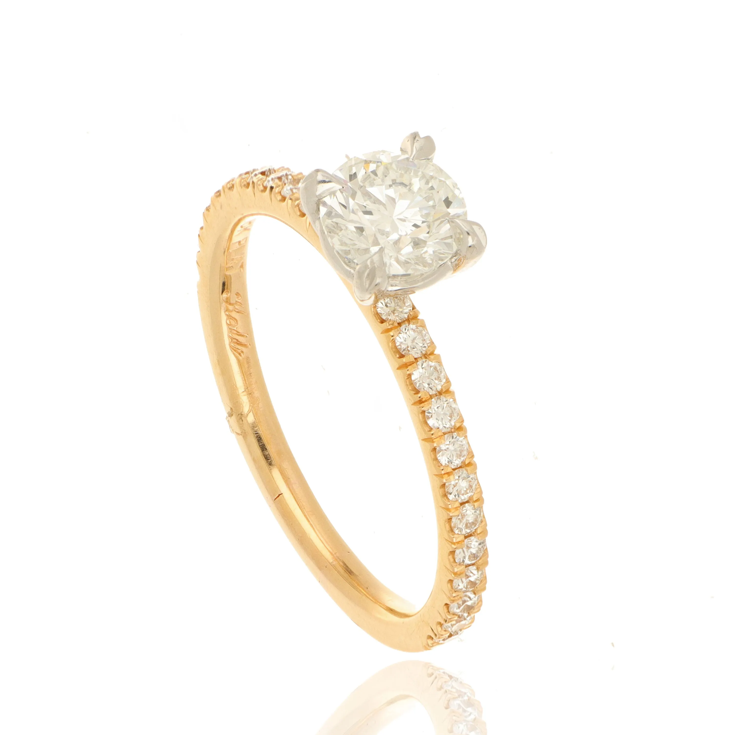 Rose and Platinum Simple Solitaire with Diamond Shank