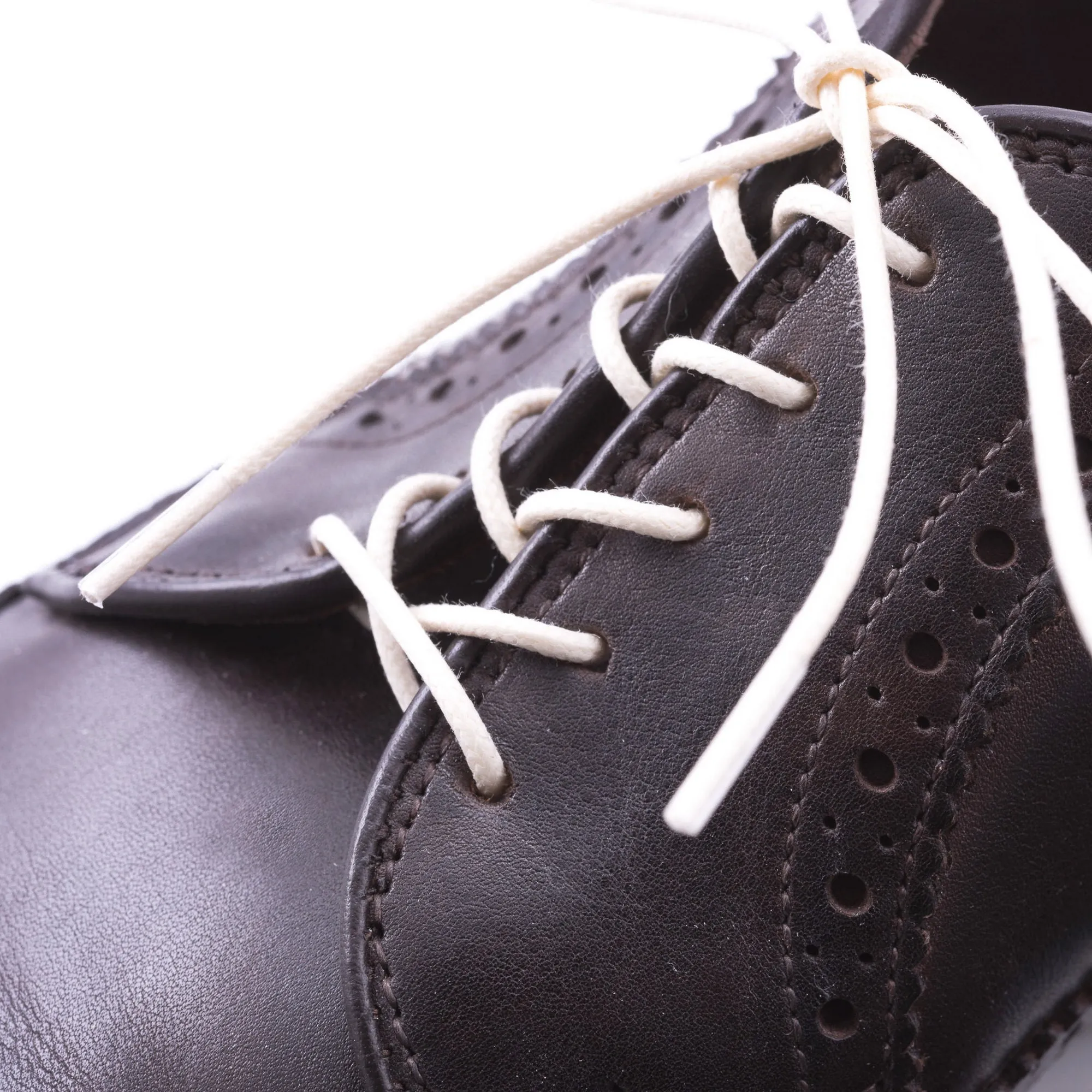 Round Off White Waxed Cotton Shoelaces