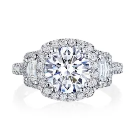 Royal T 3 Stone Petite Crescent Platinum Engagement Ring