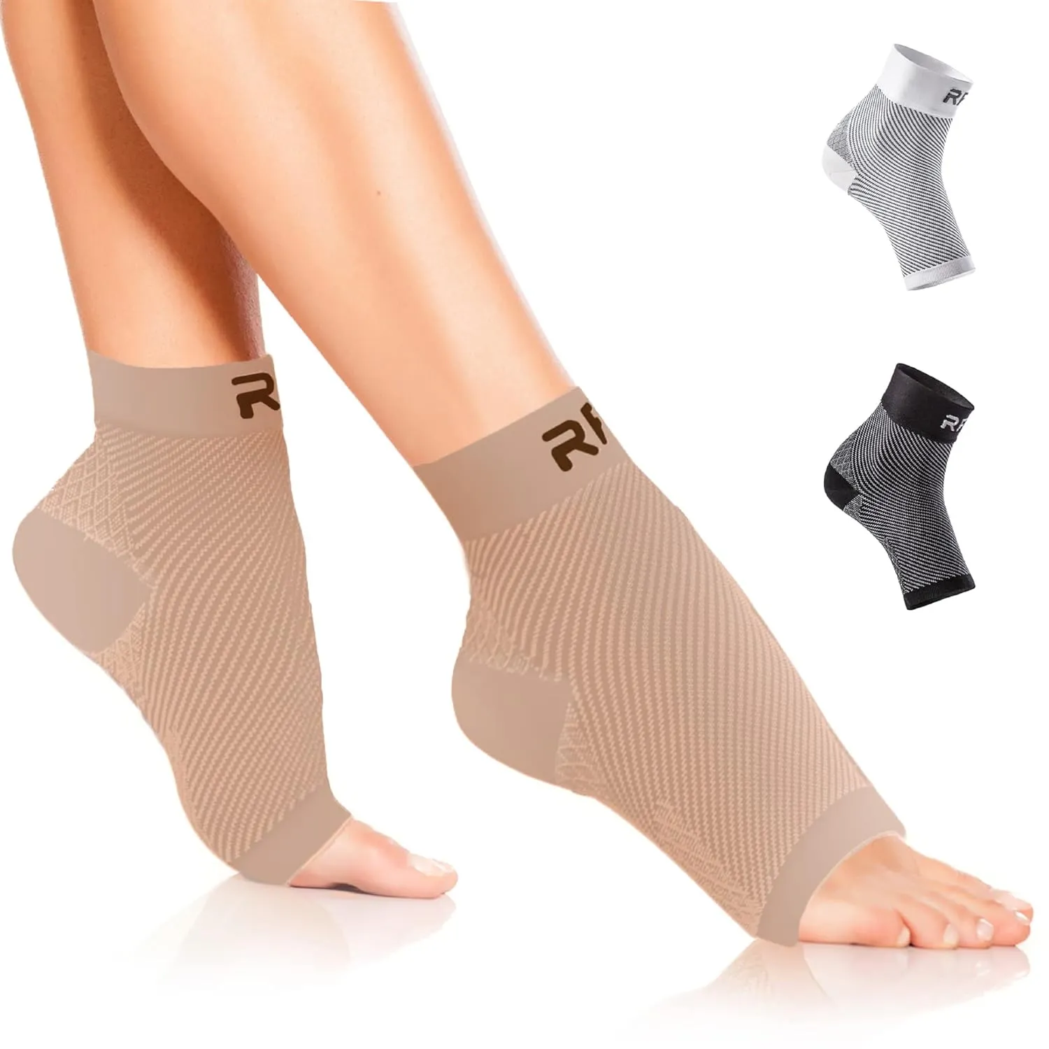 Run Forever Plantar Fasciitis Compression Socks - Foot & Ankle Brace for Women & Men - Toeless Compression Sleeve for Ankle Support, Night Splint, Arch & Achilles Tendonitis Relief - Foot Brace