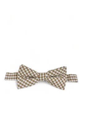 Tan Gingham Cotton Bow Tie by Paul Malone