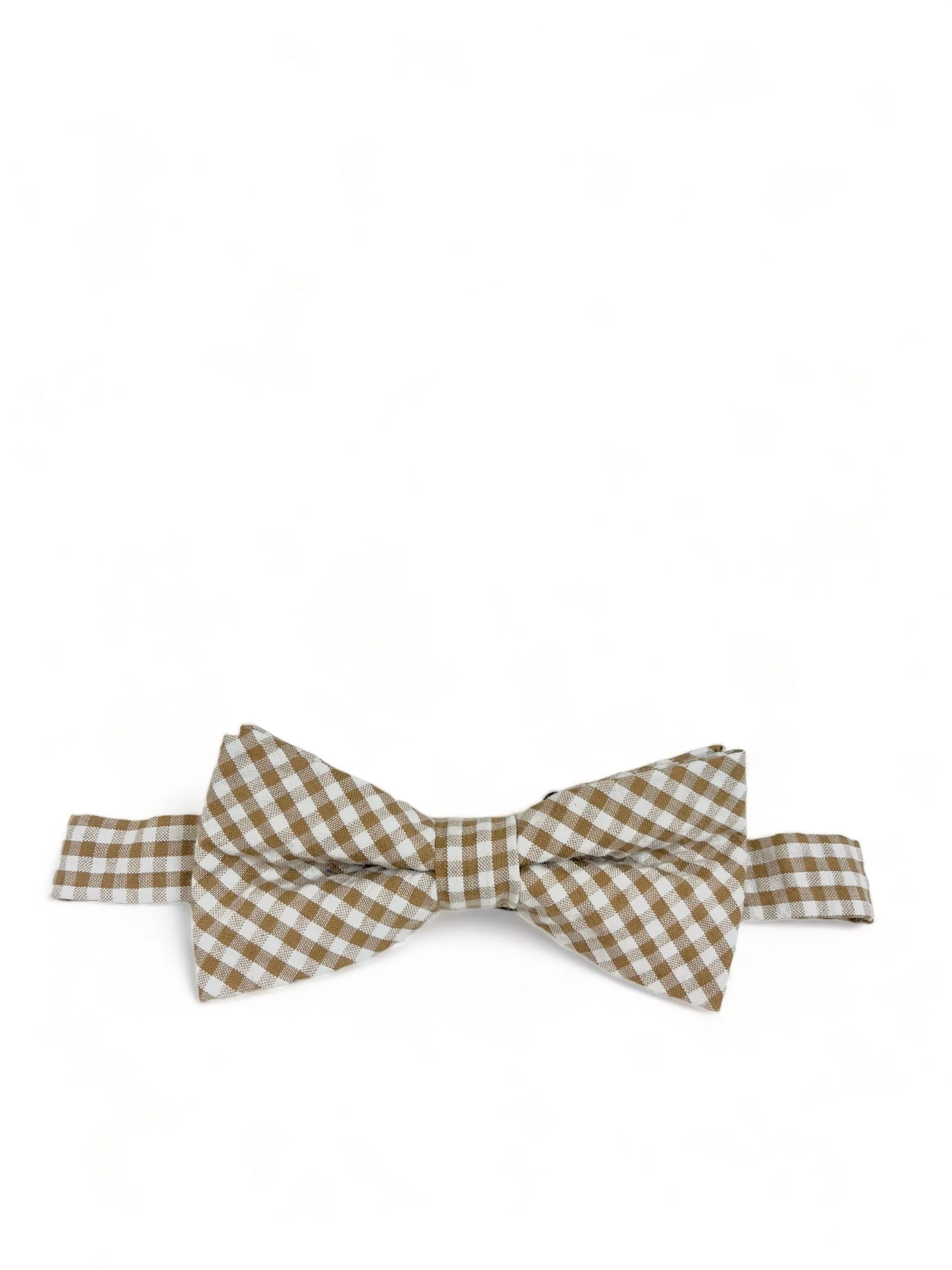 Tan Gingham Cotton Bow Tie by Paul Malone