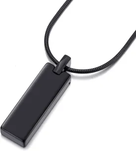 Tungsten Steel Bar Pendant Necklace for Men Simple Geometric Tungsten Carbide Pendant with 24 Inch Snake Chain