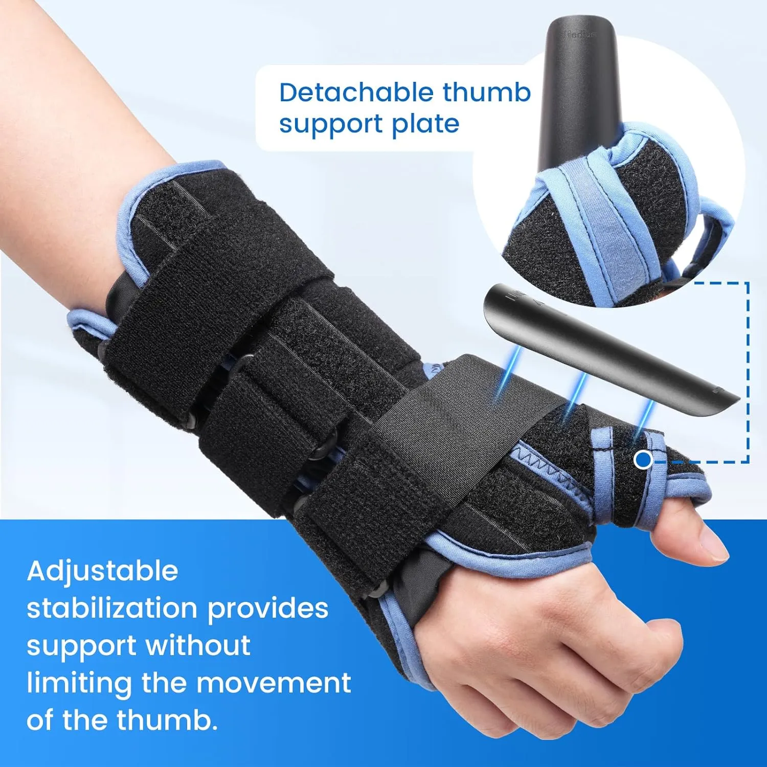 Velpeau Carpal Tunnel Wrist Brace with Thumb Stabilizer Night Support, Completely Stabilizes Wrist Thumb Joint, Pain Relief for Tendonitis, De Quervain's Tenosynovitis, Arthritis (Reg, Right Hand, L)