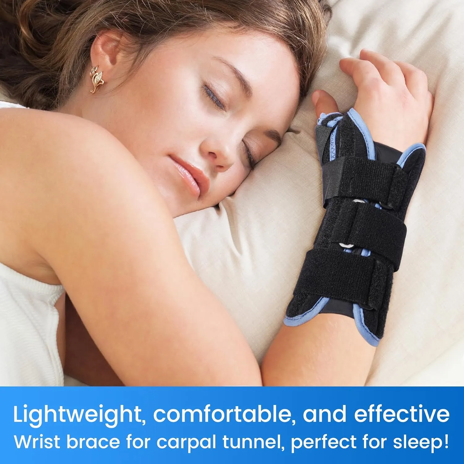 Velpeau Carpal Tunnel Wrist Brace with Thumb Stabilizer Night Support, Completely Stabilizes Wrist Thumb Joint, Pain Relief for Tendonitis, De Quervain's Tenosynovitis, Arthritis (Reg, Right Hand, L)