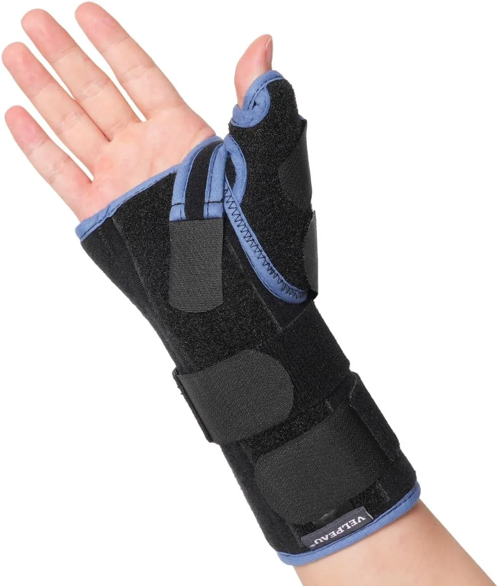 Velpeau Carpal Tunnel Wrist Brace with Thumb Stabilizer Night Support, Completely Stabilizes Wrist Thumb Joint, Pain Relief for Tendonitis, De Quervain's Tenosynovitis, Arthritis (Reg, Right Hand, L)