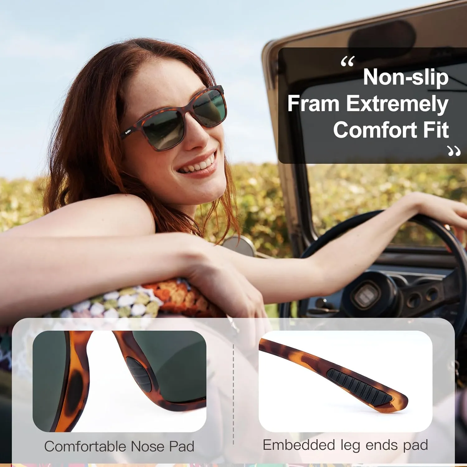 Vintage Sunglasses for Men & Women, Retro Eyewear with Non-slip Flexible Frame, Polarized/Non-Polarized Lens UV Protection