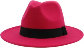 Wide Brim Panama Fedora Hat Flat Top Pork Pie Cap Classic Jazz Hat for Women Men Vintage Fedora Hat