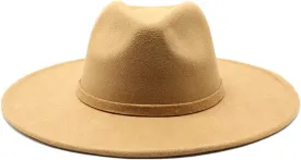 Women Men 9.5CM Big Wide Brim Imitation Wool Fedora Hat Winter Gentleman Elegant Lady Jazz Hats Church Hats