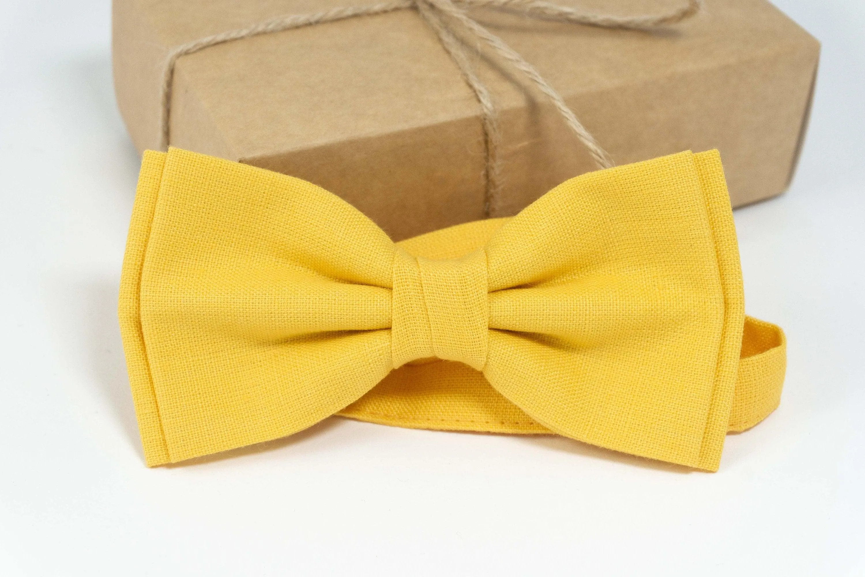 Yellow color mens bow tie | Yellow wedding bow tie
